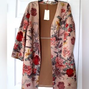 Solitaire | Mauve Floral Open Front Sweater Jacket